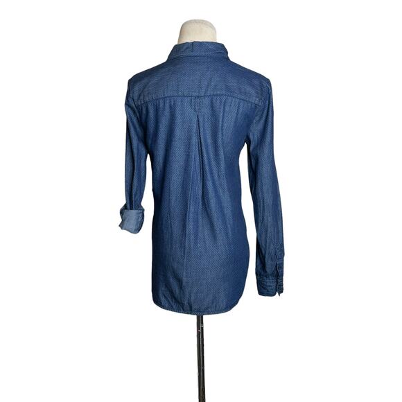 Liz Claiborne blue polka dots buttoned long sleeves shirt size PS - Picture 2 of 10